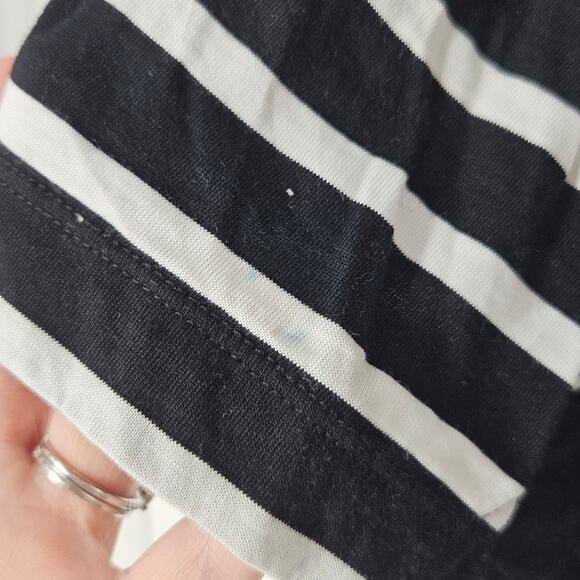 La Ligne Black White Stripe Short Sleeve Top M - Picture 3 of 9